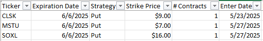 Managing put options on a $10,000 account